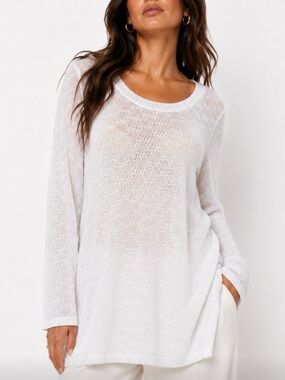 SOFT SURROUNDNGS Lightweight White Knit Tunic Top Size XL